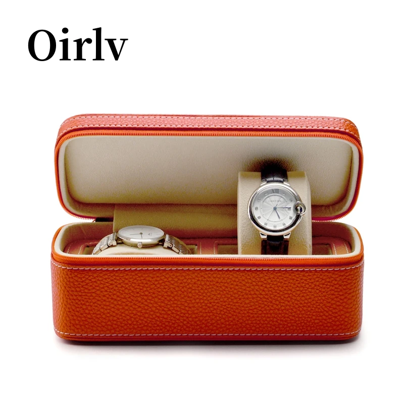 Oirlv Black Watch Bag Travel Case Leather Watch Case Storage Box Single Bag for Storage Watches Black Leather Watch Travel Case