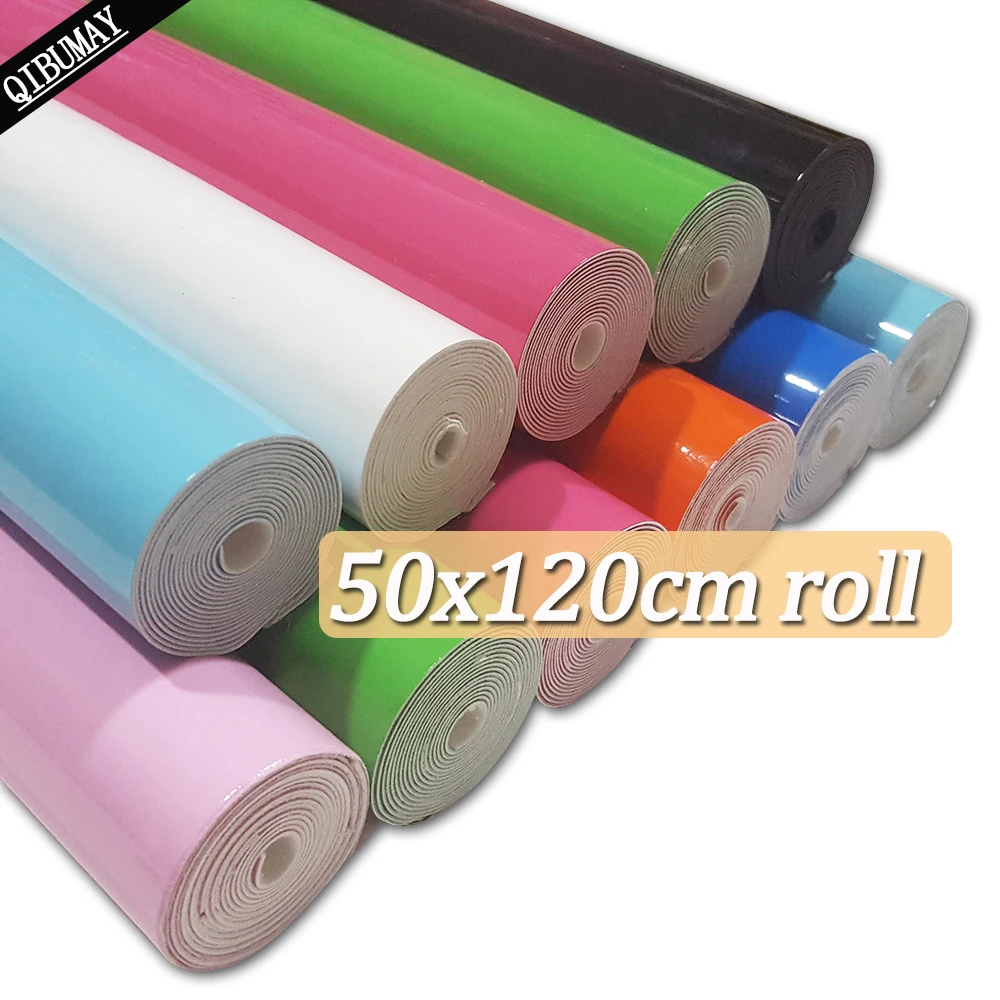 QIBU 50x120cm jednokolorowe Faux Leather Roll biały czarny PU skóra przez stocznię materiały rzemieślnicze do torebki DIY akcesoria Hairbow