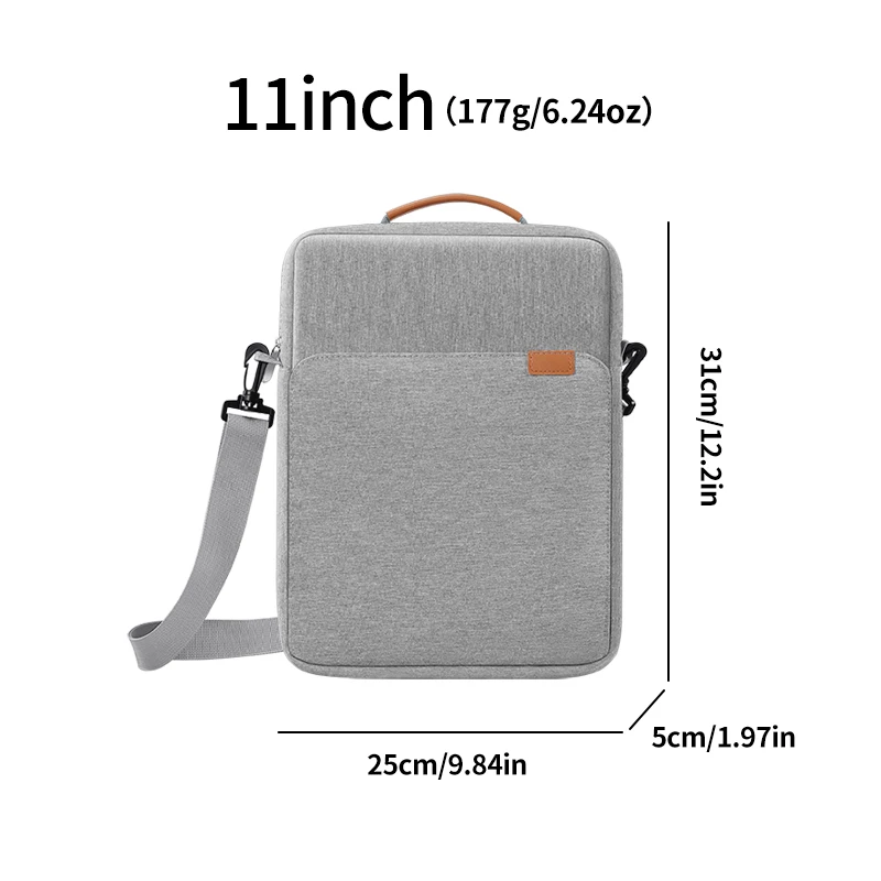 11 Inch Grey Laptop Tablet Sleeve Case Bag for Cubot Tab KingKong /KingKong 2 - Portable Handbag Style Protective Cover