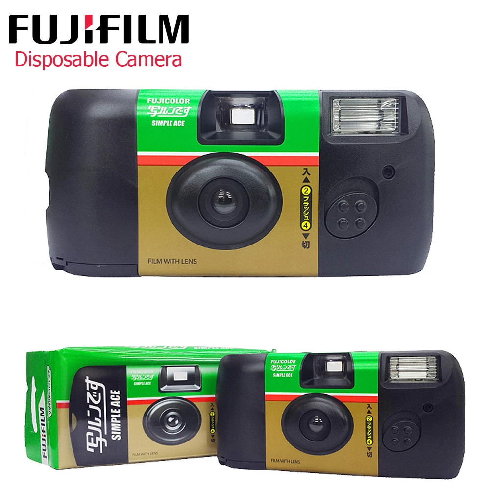 Fuji 1-3 Pcs Fujifilm SIMPLE ACE ISO 400 Power Flash 27 Photo Exposure Disposable Disposable Film Camera