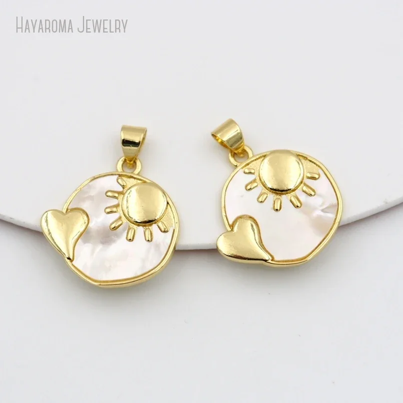 

5Pcs Gold Color Gift For Her Jewelry Pendant Copper Metal White Shell Charms Necklace Bracelet Earring Pendant For Handmaking