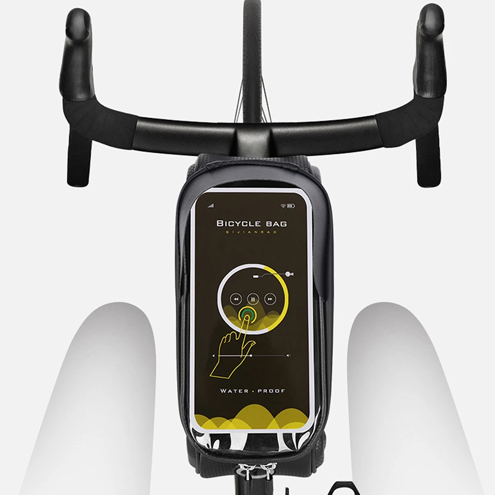 

1L Top Front Tube Frame Waterproof Bicycle Front Frame Bag Carrier Pack with Earphone Hole Reflective Pattern Cycling Equipment