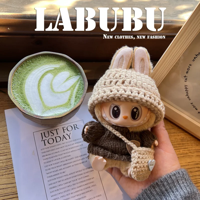 

Cute 15/17cm Labu Clothing Outfit Sweater Hat Set Kawai Plush Dolls’ Clothes Doll Accessories Only Clothes Pendant Toys Gifts