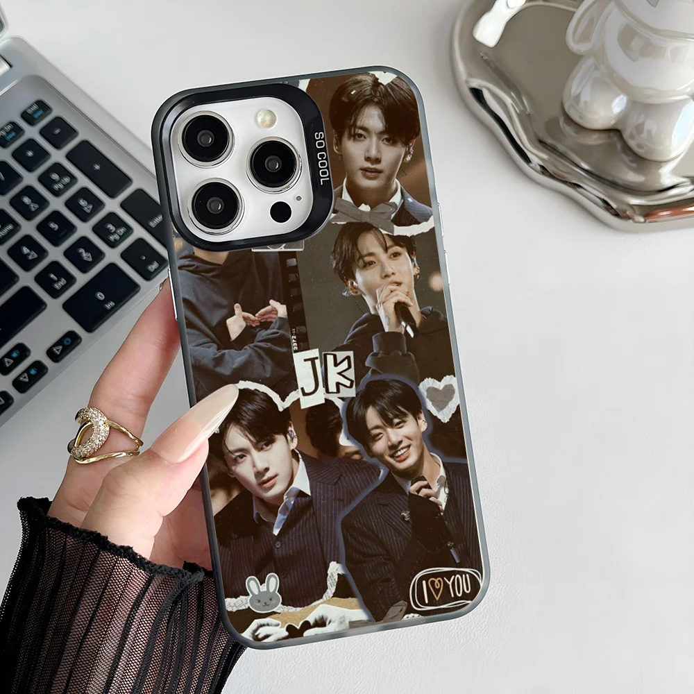 Custodia per telefono Epc Kpop J-JungKookS-S Custodia per telefono IMD per IPhone 16 15 14 13 12 11 Pro Max Plus Colore argento Cover