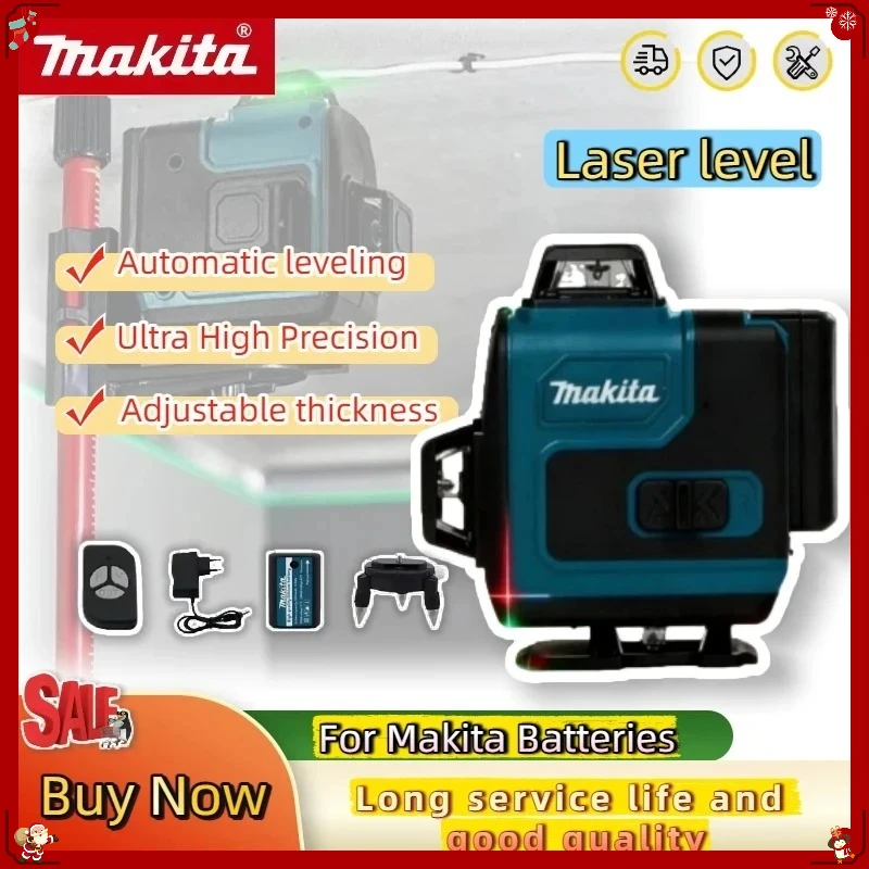 

Makita 16-line high-precision 3D-4D horizontal and vertical green hanging portable laser level power tool For Makita Battery