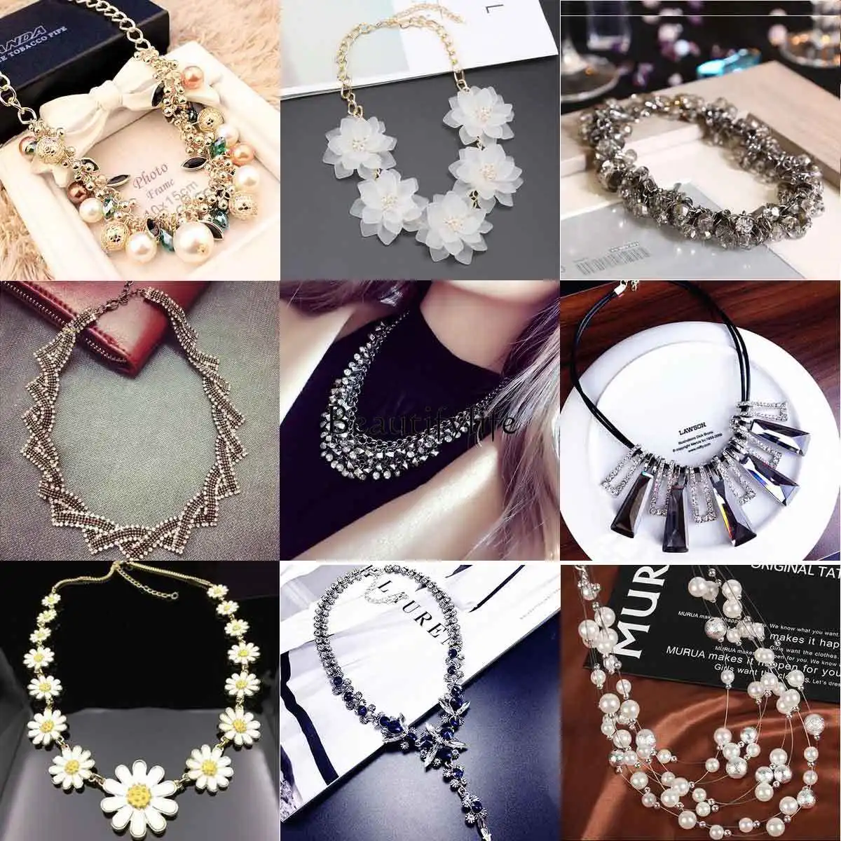 

European and American Retro Exaggerated Crystal Clavicle for Women, Short Korean Style, Fashion All-Matching Decoration