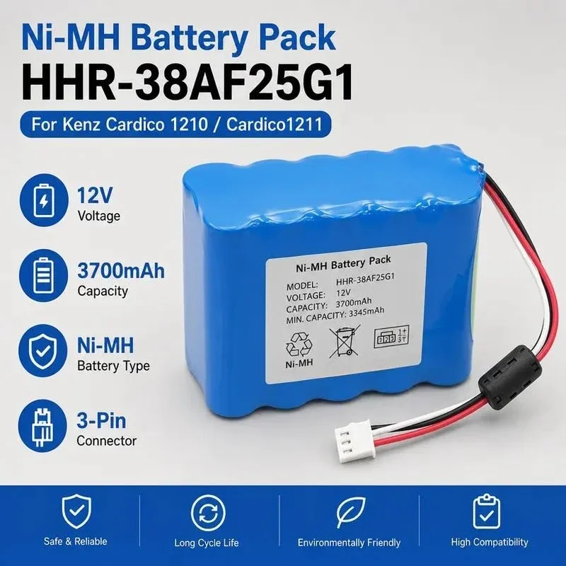 [New] [HHR-38AF25G1] for Kenz Cardico 1210 Cardico 1211 12V 3700mAh Replacement Rechargeable
