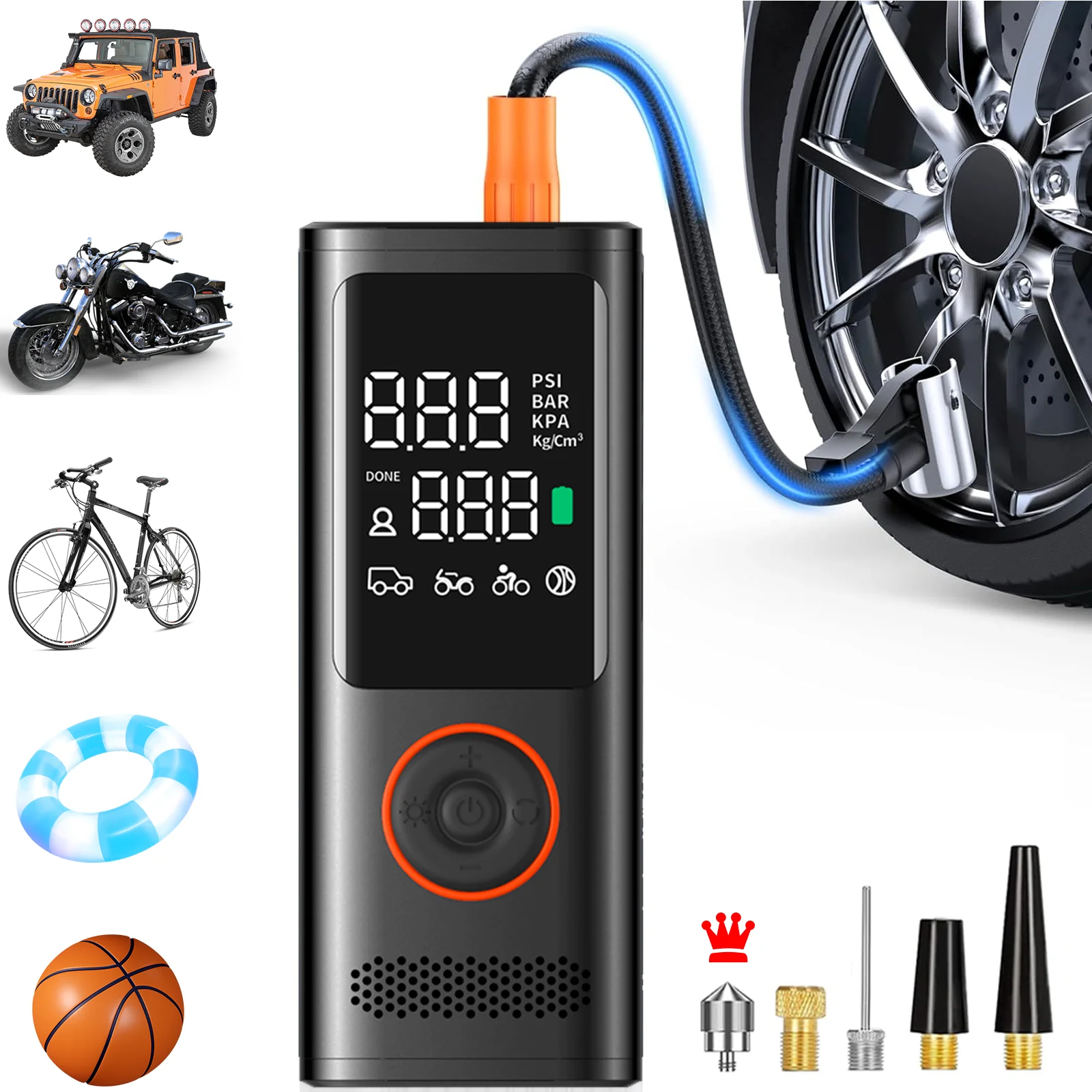 Portable Inflatable car pump 12v air compressor air pump for car tyres rechargeable battery 7800mah 12V car charger