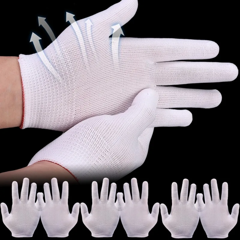 Guantes antideslizantes de nailon fino, protección de hilo de algodón para trabajo, poliéster, para pintor, almacén Industrial