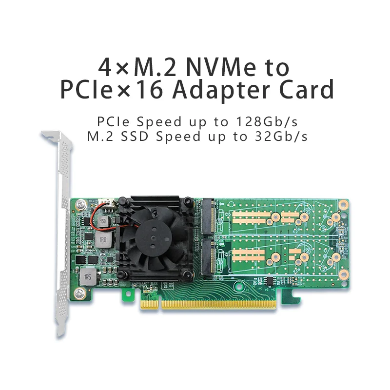 

PCIe 3.0 X16 to 4x M.2 NVMe SSD Swtich Adapter Quad port Card for Servers-PE3162-4I-L