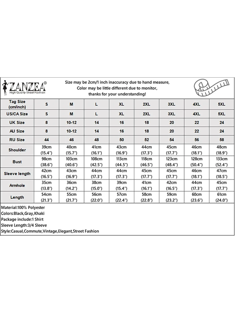 ZANZEA Elegant Women's Floral Printed Chiffon Sleeves Blouses Casual Lace Trim O-Neck 3/4 Sleeve Loose Tops Spring Woman Clothes