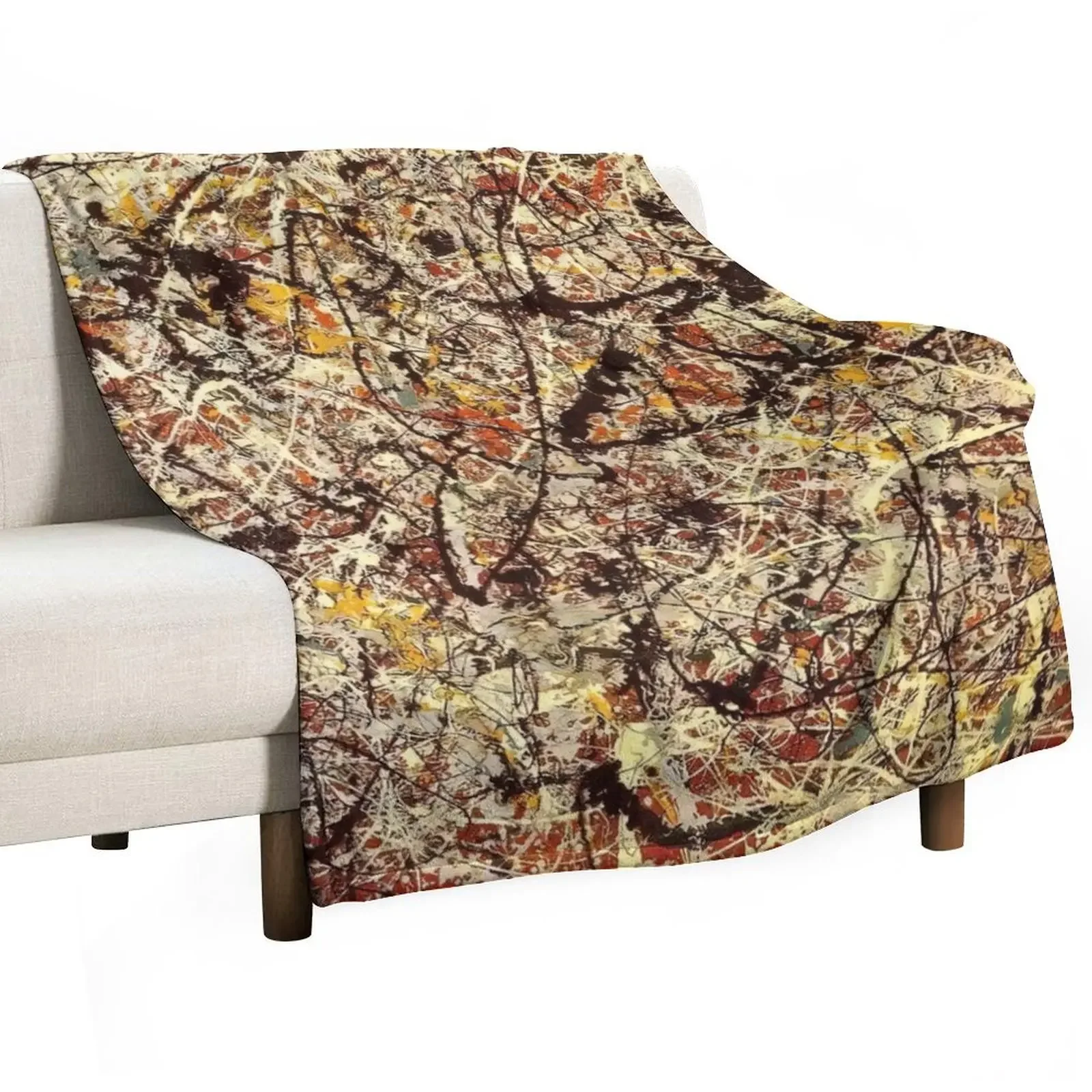 Jackson Pollock Painting, Jackson Pollock Artwork, Jackson Pollock Art Style Throw Blanket Picnic Tourist Blankets