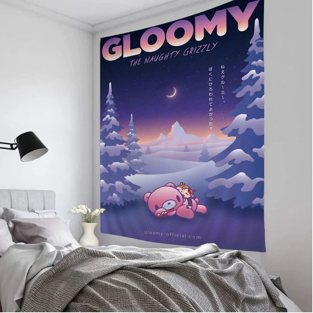 Cartoon G-gloomy Bear Anime Tapestry Indian Buddha Wall Decoration Witchcraft Bohemian Hippie Wall Hanging Sheets