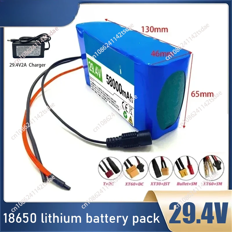 7S2P 29.4V 58000mAh High Capacity Battery Motorcycle Tricycle Traffic Light Scooter with Rechargeable Li-ion Battery