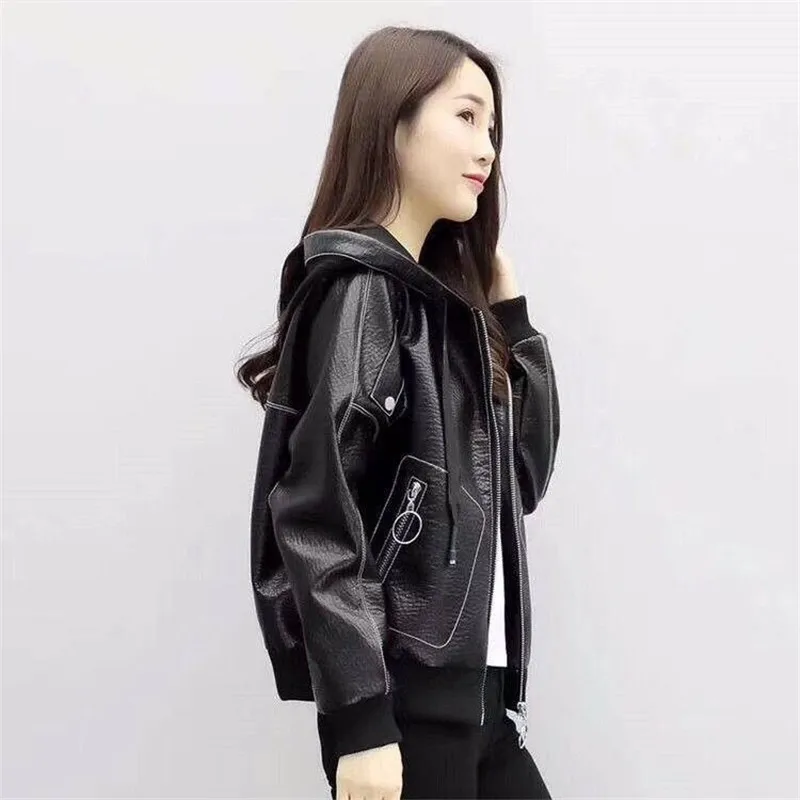 Blouson en Cuir Rembourré avec Poches et Fermeture Éclair pour Femme, Vêtement d'Extérieur Court à la Mode, Collection Automne Hiver 2024