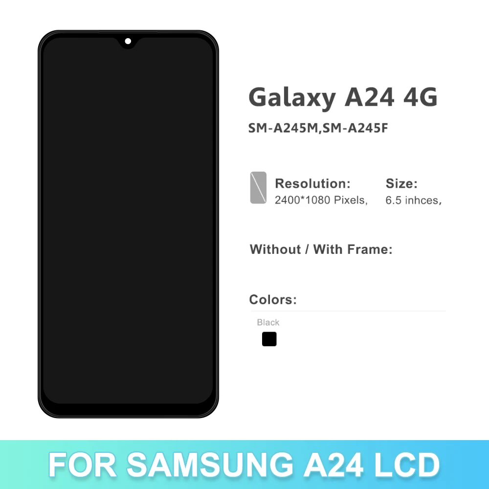 100% Tested For Samsung A24 4G LCD A245B Display Touch Screen Digitizer Assembly For Samsung A245 Lcd With Frame