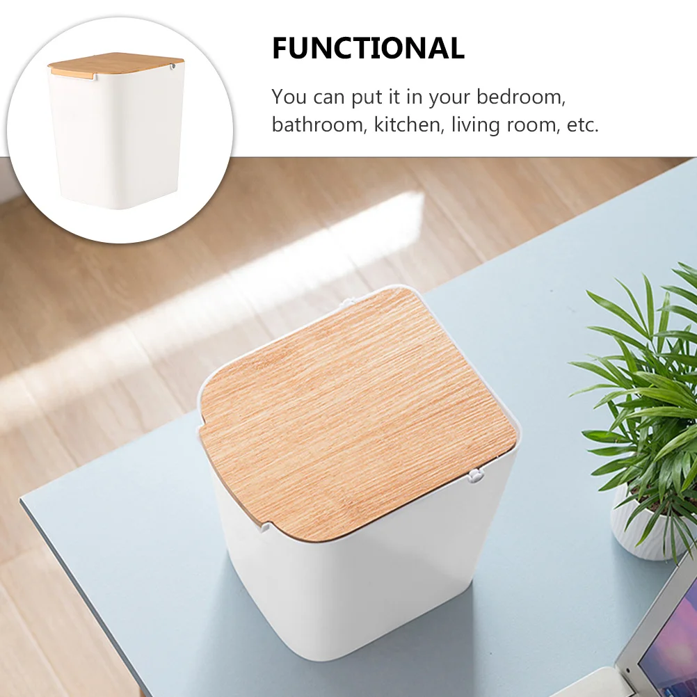 

1Pcs Trash Can with Lid Plastic Press Type Garbage Bin Modern Design for Home Kitchen Bathroom Living Room Large Capacity