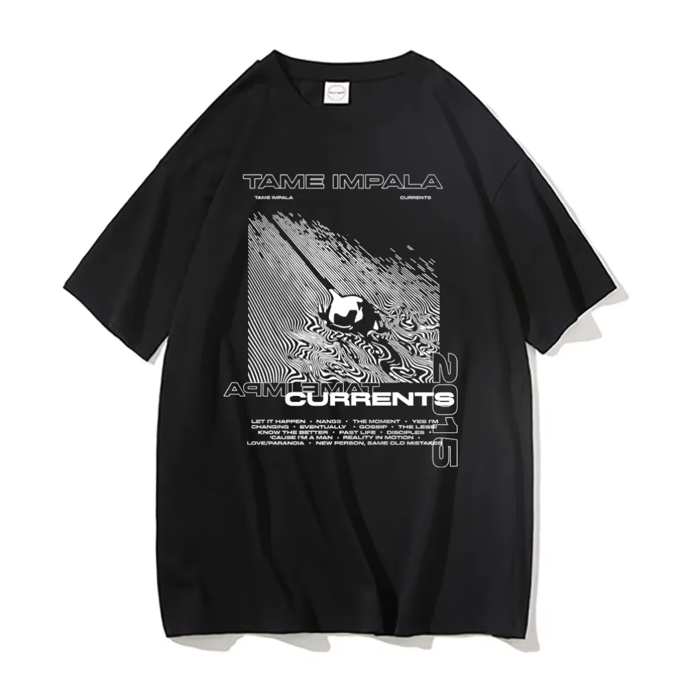 Tame Impala Currents Graphic Print T-shirts Men Casual Tshirt Male Hip Hop Oversized T Shirt Women Lndie Pop Rock Music T Shirts