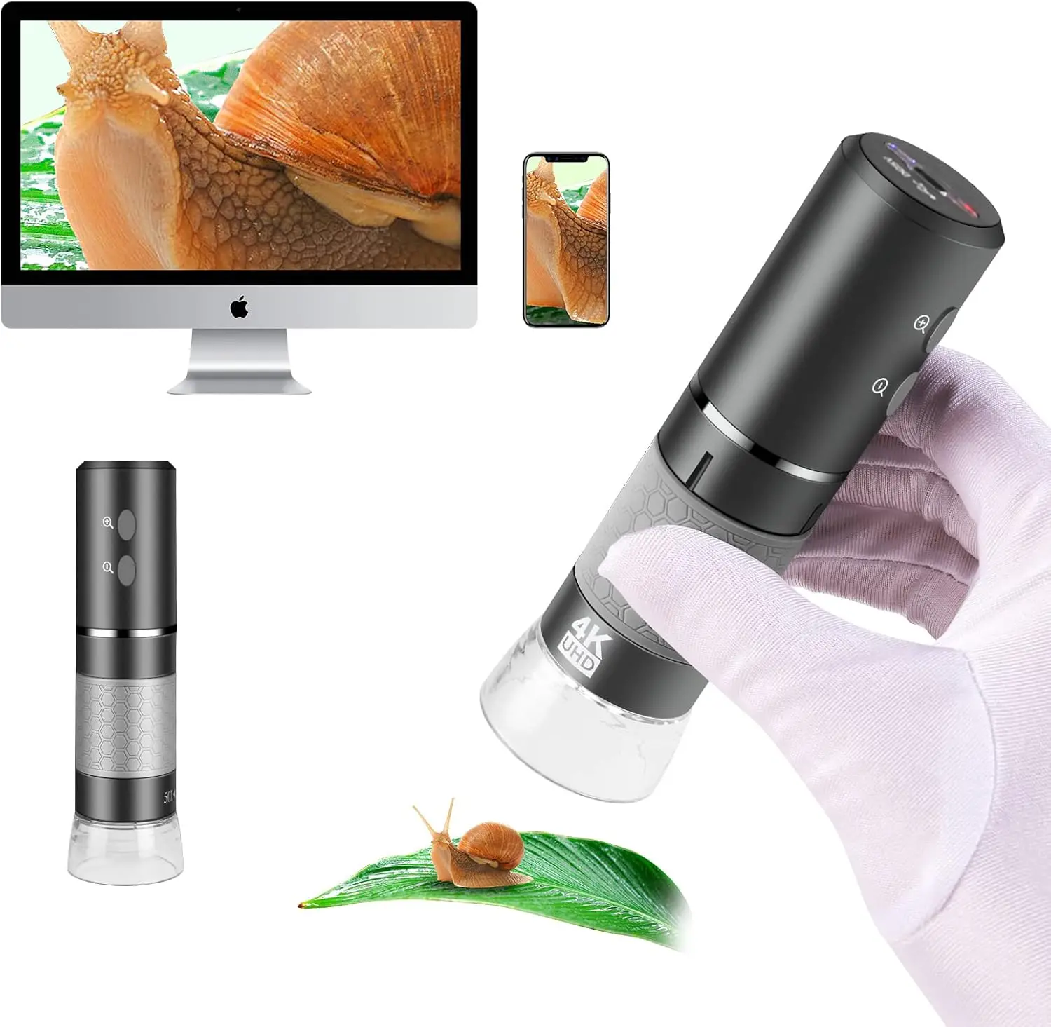 

4K WiFi Digital Microscope Camera for iPhone, Android, Windows & Mac - Portable Wireless Handheld Scope for Adults and Kids