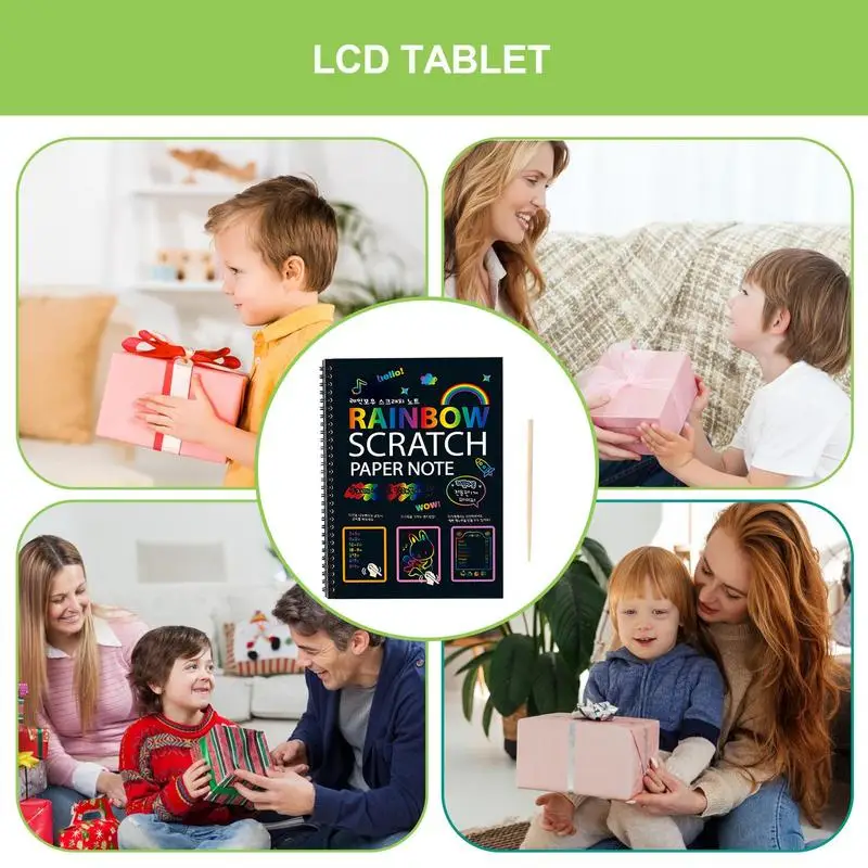 Scratch Off Book Colorful Cardboard Scratch Book Thickened Kids Art Book Multifunctional Scratch Pad Supplies For Home Nursery