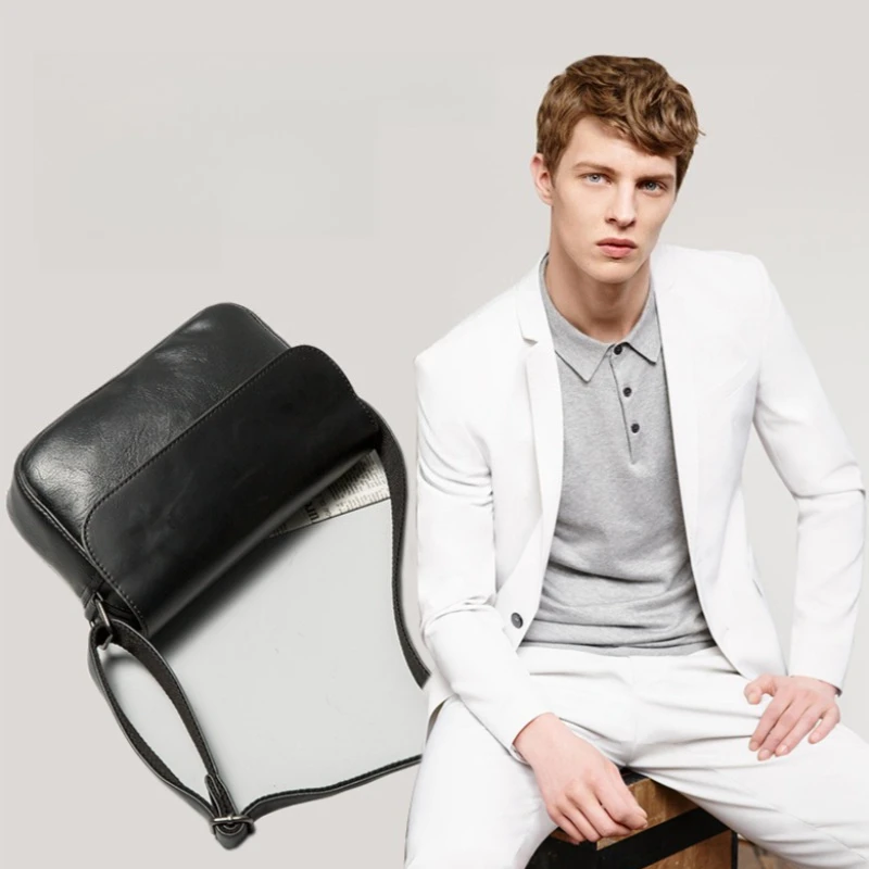 

New Crossbody Bags PU Leather Men's Shoulder Bag Japanese Small Satchel Sling Bag Luxury Designer Cross Bolsos Sacoches Hommes