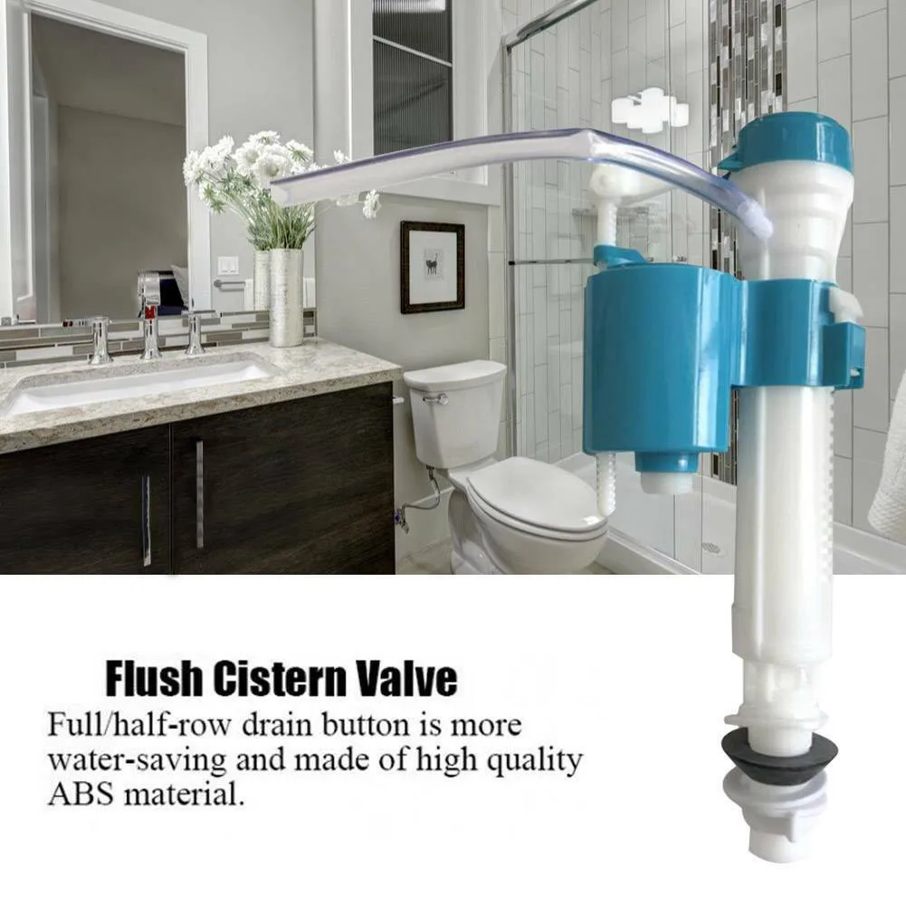 Toilet Cistern Flush Valve Bottom Entry Inlet with Siphon Fill Float Suitable for High Pressure Toilet Tank Water Control