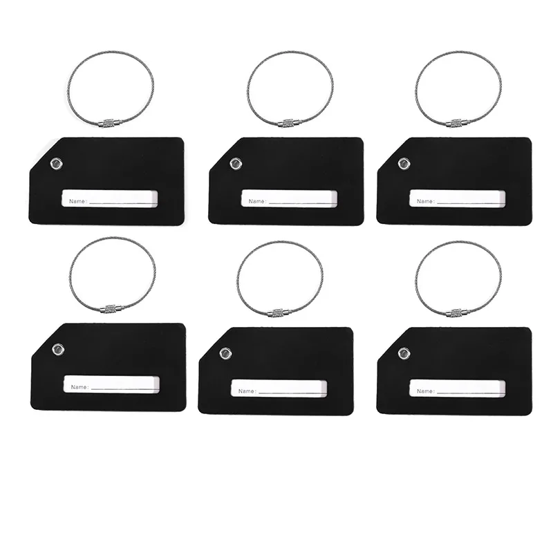 6PCS Travel Luggage Tag Hanging Tag Suitcase Tag Plane With Name ID Cards Anti-lost Solid Color Travel Accessories