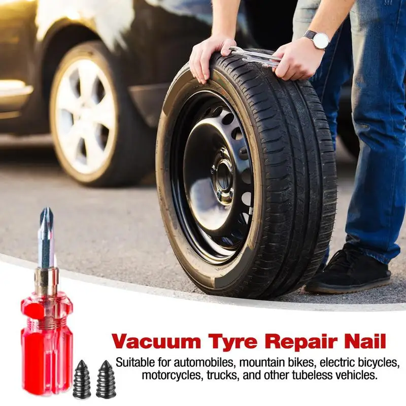 Vacuum Tyre Repair Nail Tire Repair Plugs 10 PCS Rubber Cement For Tire Repair For Biking And Traveling