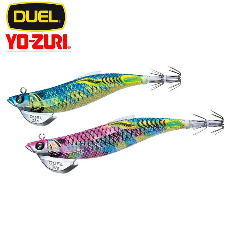 DUEL Wooden Shrimp Hook 25g 30g 3.0 3.5 Double Luminous Ultraviolet EGI JIG Squid Lure Bait Fishing