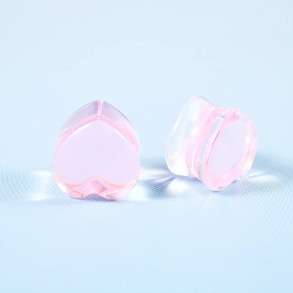 Mode Transparent Solide Rosa Lila Glas Herzförmige Ohr Expander Ohrmuschel Piercing Schmuck Ohr Expansion Artefakt 6-25mm – Detail 13