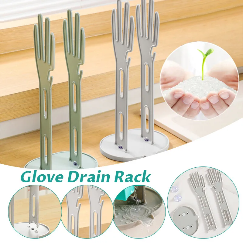 

1PC Glove Drain Rack with Non-Slip Rubber Glove Towel Rack Sink-Side Organiser Drain Countertop Kitchen Sink Accessories Tool
