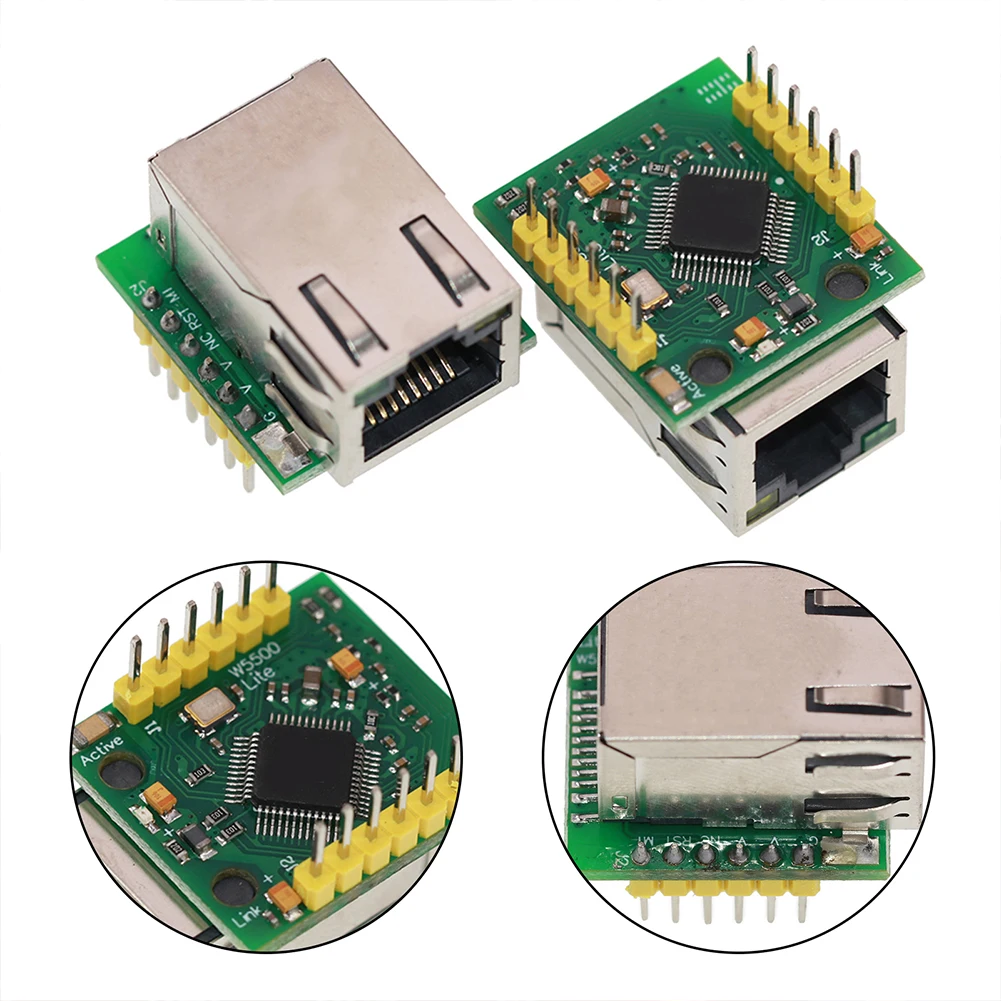 Moduł W5500 TCP IP Ethernet kompatybilny z USR-ES1 interfejsem SPI 23X25 Mm Fast Ethernet zasilacze akcesoria