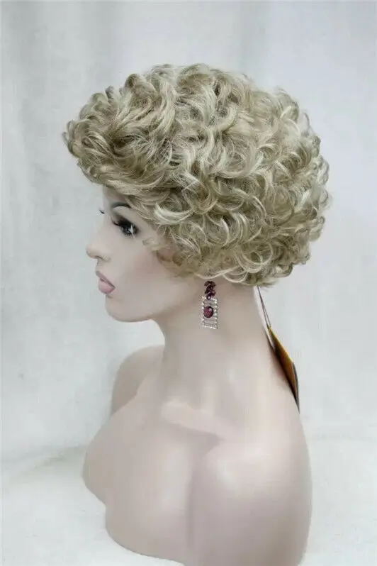 Ladies Short Wavy Blonde Brown  Fashion Wigs