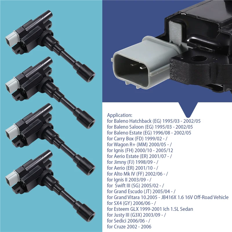 

AR-4 шт. катушка зажигания 33400-65G00 33410-77E01 для Suzuki Ingis Jimmy Baleno SX4 Swift Holden Cruze YG M13A M15A M16A G16B