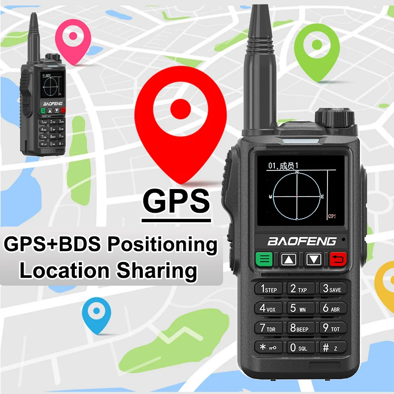 Baofeng UV 18 PRO MAX GPS Walkie Talkie AM FM Frequência de cópia sem fio de seis bandas de longo alcance de alta potência tipo C NOAA Rádios em dois sentidos