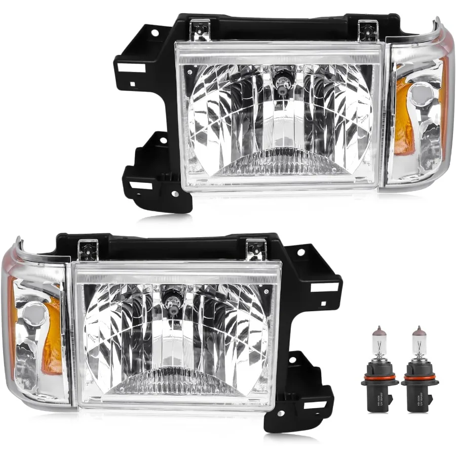 مجموعة مصابيح أمامية متوافقة مع شاحنة برونكو F150 F250 F350 F450 19871991 مصباح رأس من نوع الهالوجين OEStyle استبدال المصباح الأمامي #1