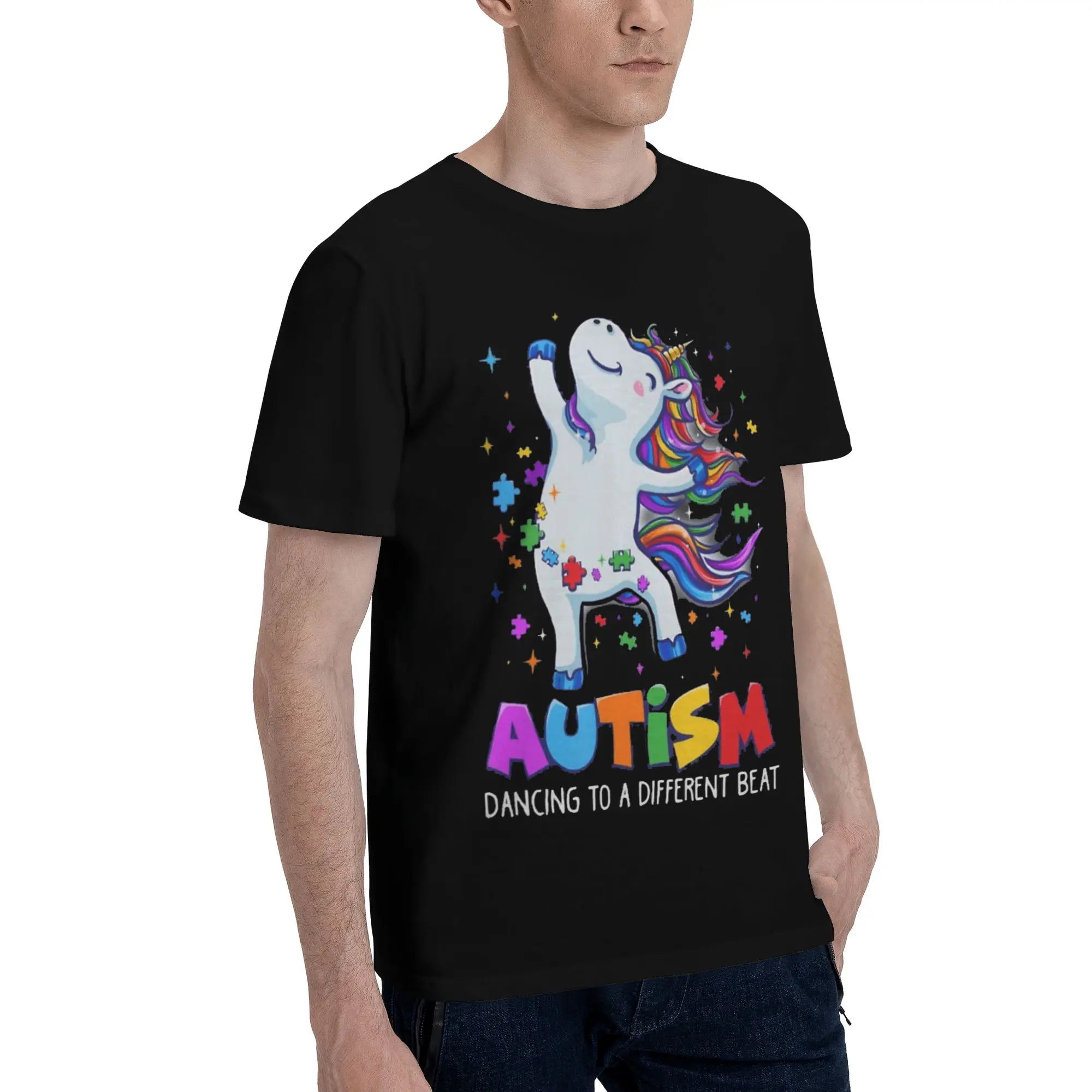 Dabbing Puzzle Autism Awareness Tee Shirt for Men Women Fashion T Shirts  100% Cotton Clothes