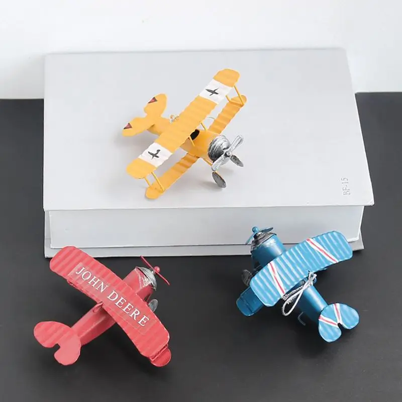 Airplane Decoration Hanging Airplane Ornament Vintage Mini Metal Airplane Toys Decorations Model Aircraft Pendant for Boy\'s Room