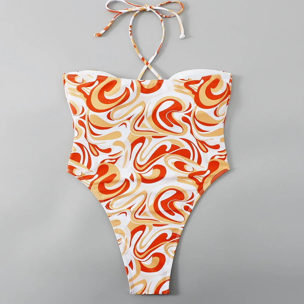 One piece Swimsuit women's new Bikini small and fresh covering the belly slimming down gathering sexy seaside triangle Swimsuit