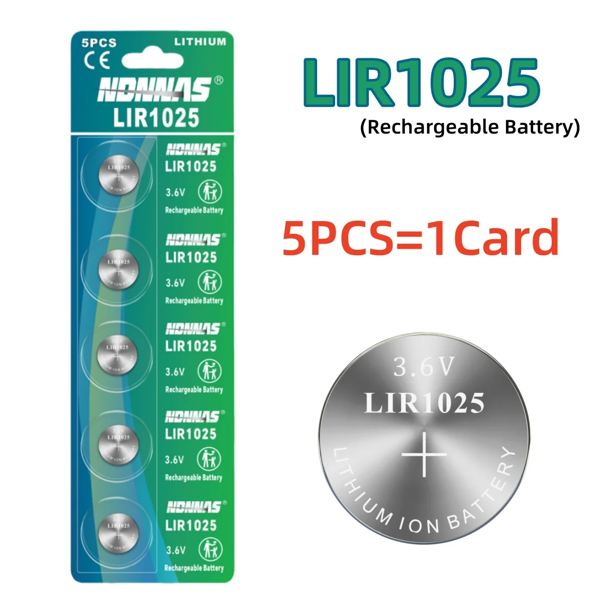 

5-60PCS LIR1025 3.6V Rechargeable Lithium Rechargeable Battery Replace CR1025 For Watc Remote Camera Control Calculatorl Clock