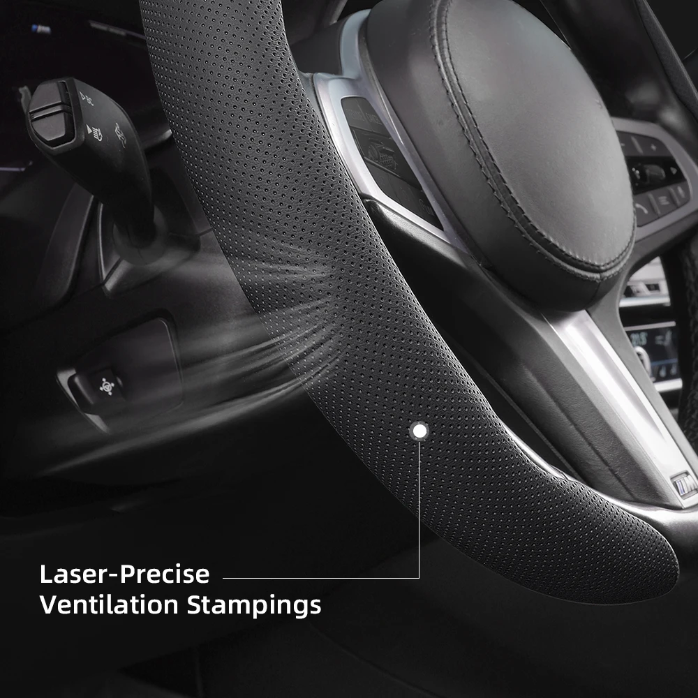 Odpowiedni do Hyundai Pokrowiec na kierownicę z wentylowanego skóry, segmentowa konstrukcja z szybkim mocowaniem, antypoślizgowy i wytrzymały, Ix35 Sonata