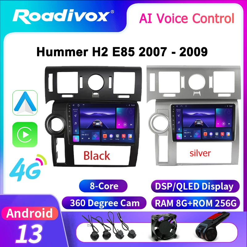 roadivox Android Car Radio for Hummer H2 E85 2007 - 2009 GPS Navigation Video Stereo Screen Multimedia Player Recorder Carplay