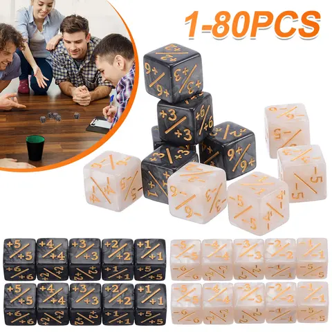 10Pcs 16mm 6 Side Dice Counters +1/-1 Dice Kids Toy Counting Dice For Magic The Gathering Card Gaming Token & Loyalty Dice