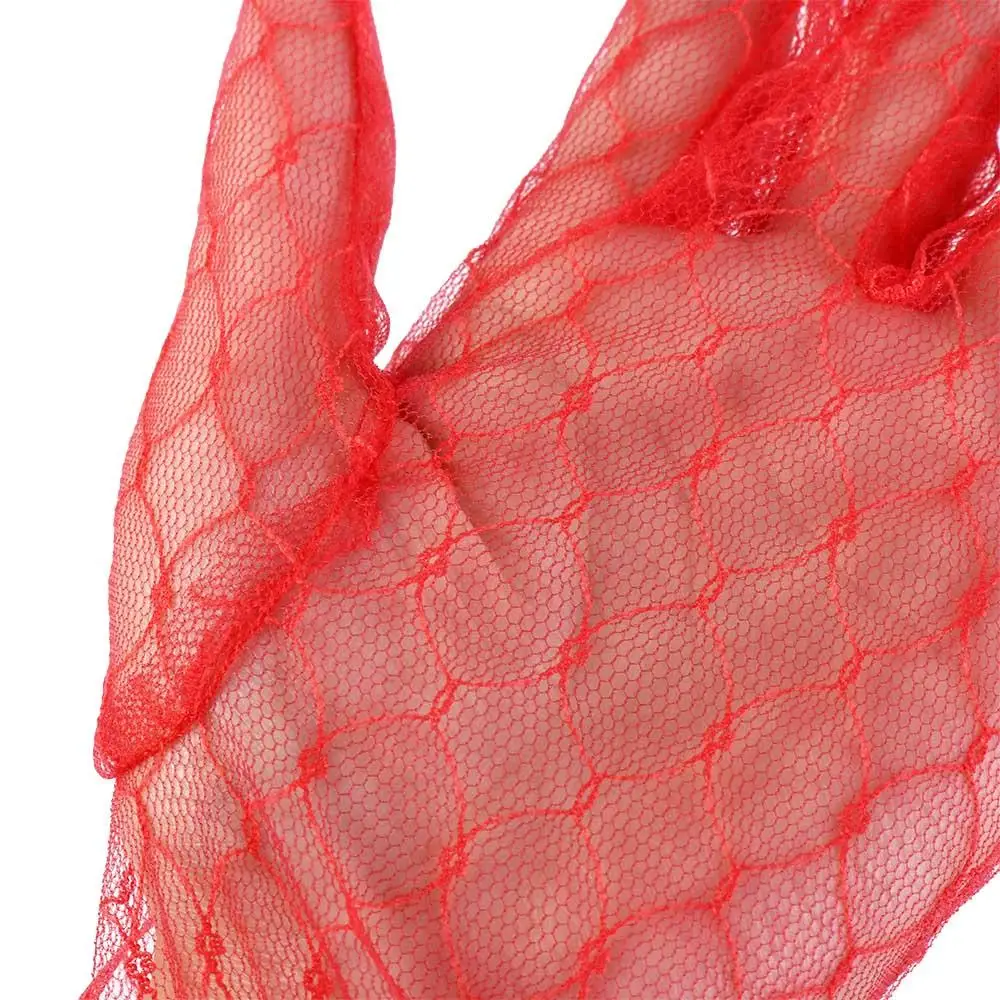 Elastic Elegant Autumn Dress Accessories Short Banquet Wedding Thin Mittens Bridal Mesh Gloves Lace Gloves