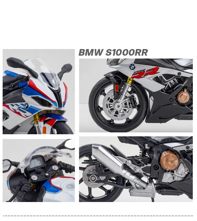 1/12 BMW S1000RR Motorcycle Toy 1:12 RMZ City Diecast Metal Racing Model Super Sport Miniature Collection Gift For Boy Children