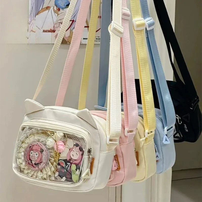 Giapponese Rosa Harajuku Ragazze Carine Y2K Trasparente Del Fumetto Ita Borsa Della Bambola Versatile Borsa a Tracolla Casual Del Telefono Mobile Сумка