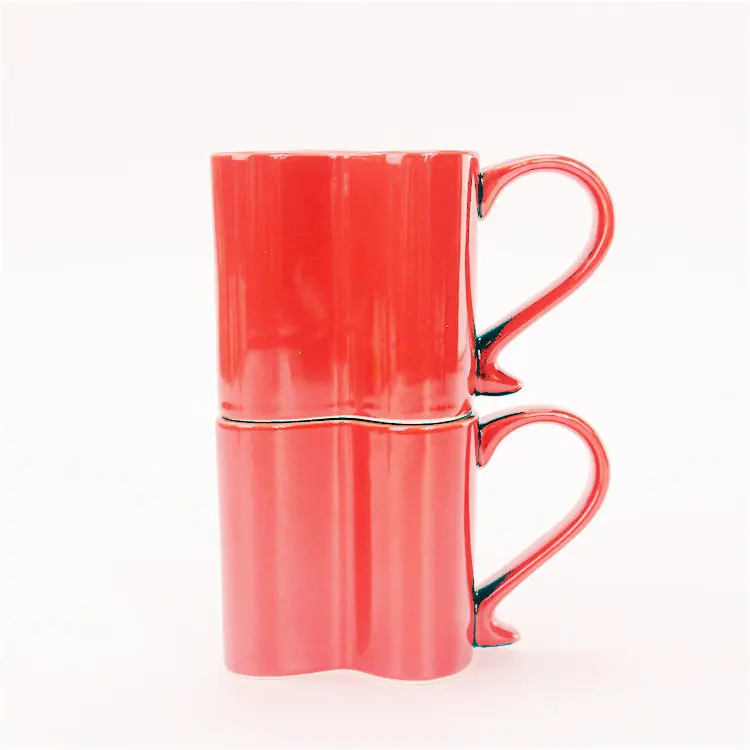 Imagem -04 - Red Heart-shaped Ceramic Coffee Cup para Casais Casais Românticos Cup