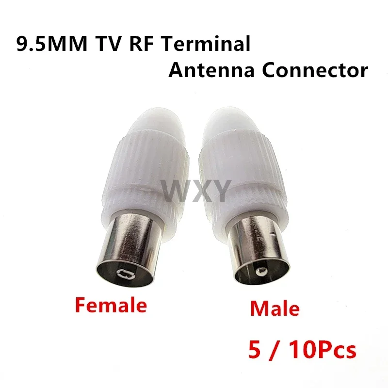 White 75-5 Free Welding RF Television Male to Female Plug 9.5 TV RF Terminal Antenna Connector Video Plug Adapter for Electronic