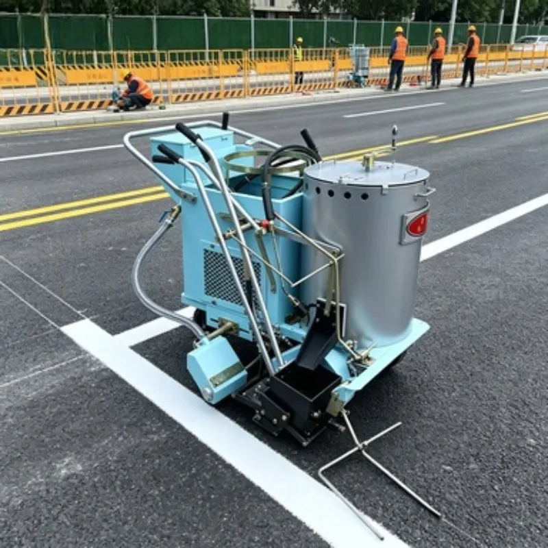 State-of-the-art  automatic vibrating road marking machine  thermoplastic melting kettle  parking lot line striping machine