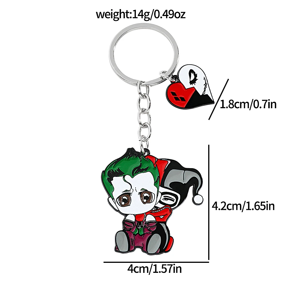 Movie Anime Perimeter Joker Keyrings Cartoon Funny Joker Key Chain For Friends Backpack Pendant Jewelry Gifts